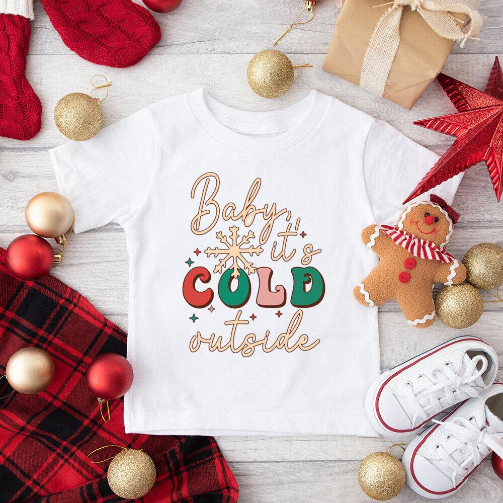 2026 Новая Рождественская печать Детские футболки Рождественская вечеринка Наряд для мальчиков и девочек Зимние праздники Детская футболка Смешные рождественские топы 100