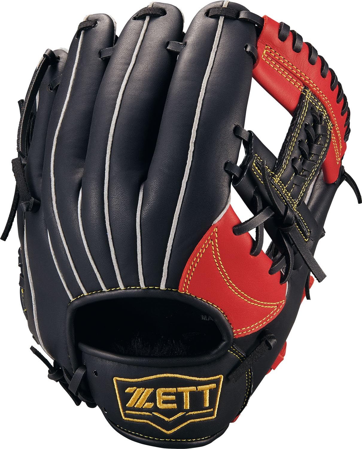 

ZETT Acrochatch Бейсбольная перчатка для юных игроков, Красный x Черный, BJG772630, Универсальная, Для левой руки, (6419), Размер M,