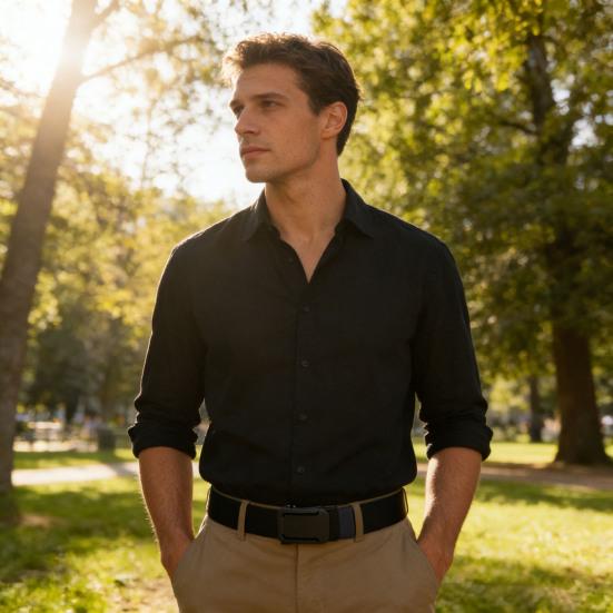 Versatile Ratchet Belt with Adjustable Security Buckle Double-Layer Reinforced Nylon Webbing Reinforced Men Belt