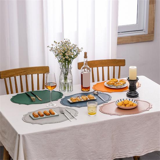 Heat-Resistant PVC Placemats Reusable Non-Slip Table Mats Waterproof Elliptical Shape Dining Place Mat for Kitchen Coffee Table