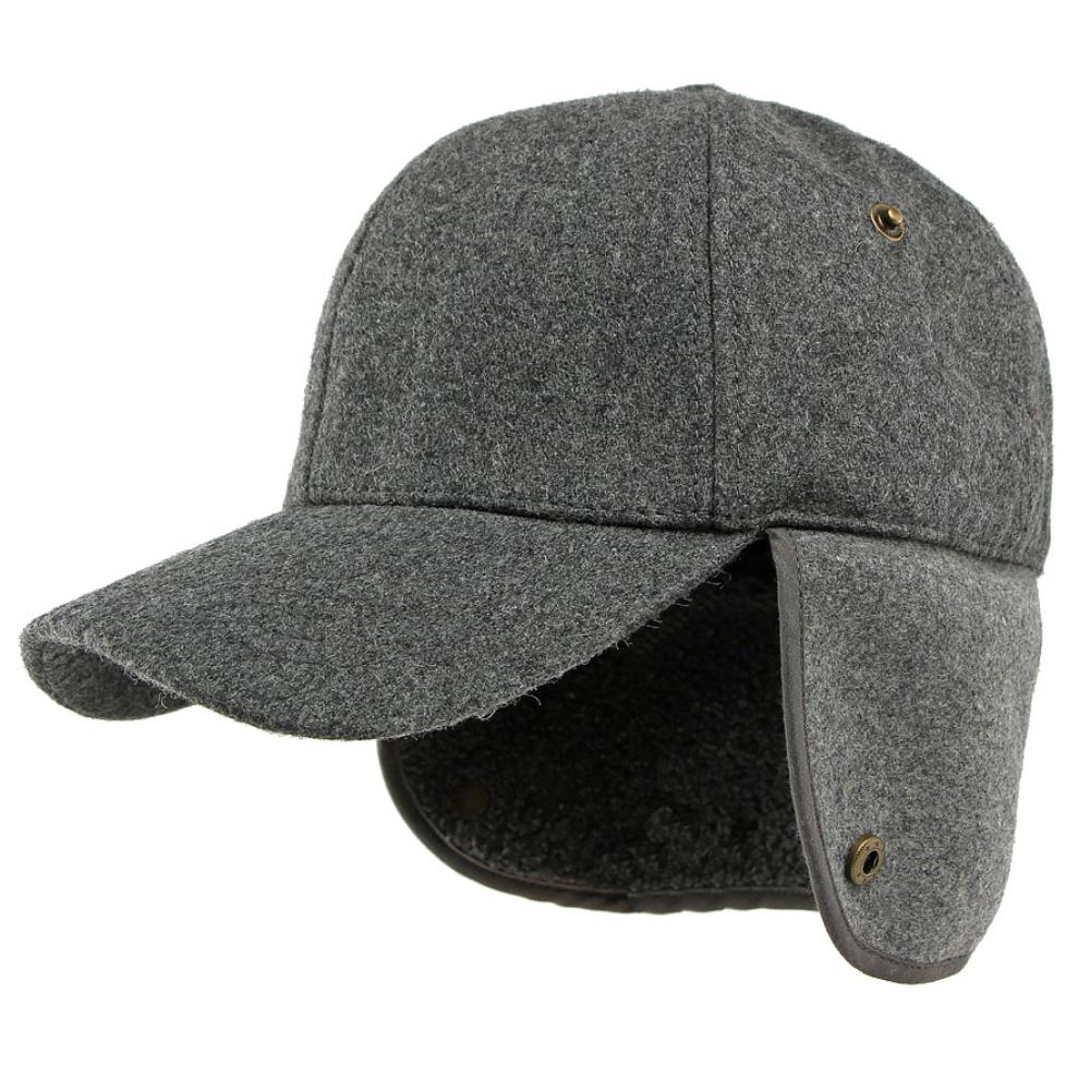 HT5009 Baseball Cap New Autumn Winter Caps for Men Thick Warm Snow Ski Earflap Cap Fleece Lined Wool Baseball Hat Father Dad Hat