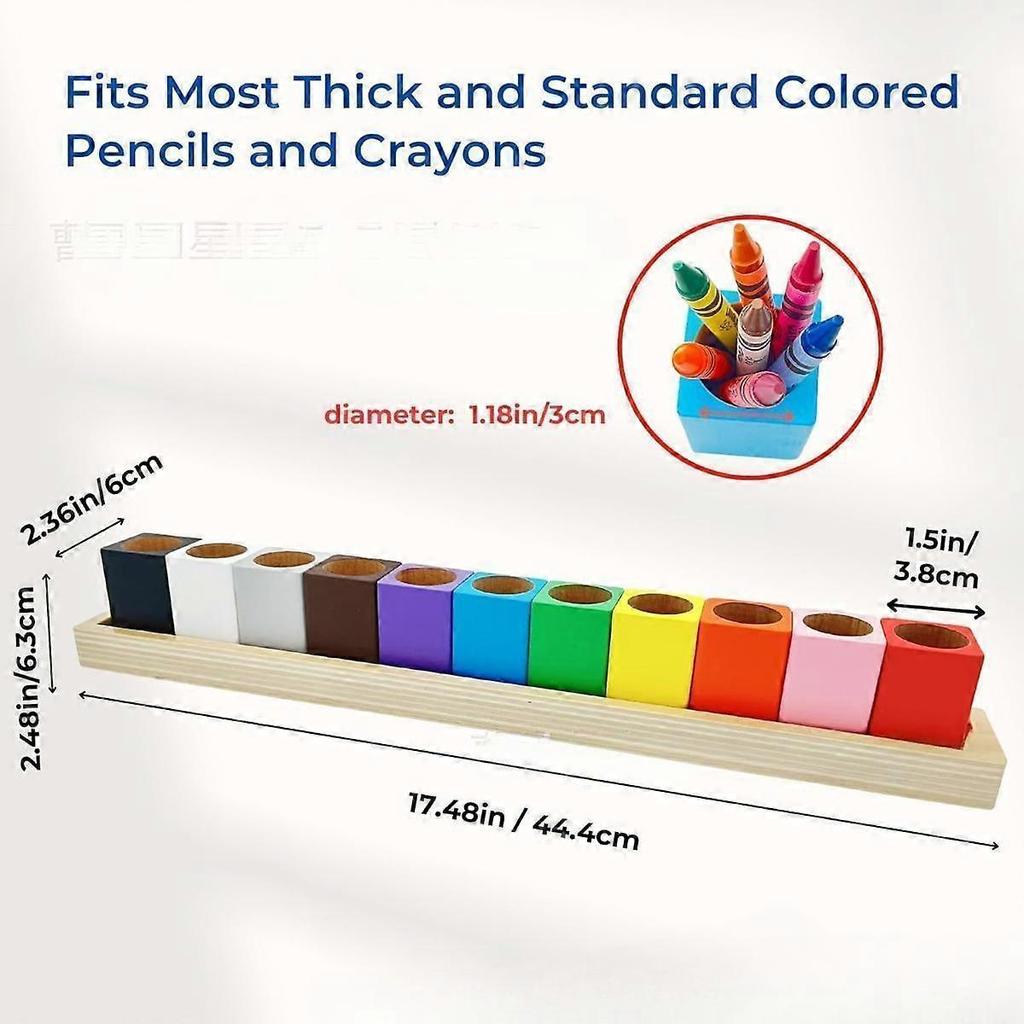 Colored Crayon Holder Wooden Pencil Box for Kids Art Supplies Classroom Organization Boys Girls Multicolor