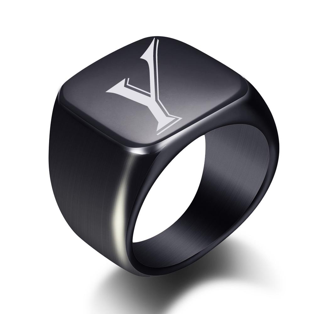 2025 Minimalist 26-Letter Smooth Titanium Steel Ring, Stainless Steel, 18MM Wide, Unisex