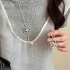 Korean Silver Hollow Flower Necklace for Women - Summer 2026 Clavicle Chain
