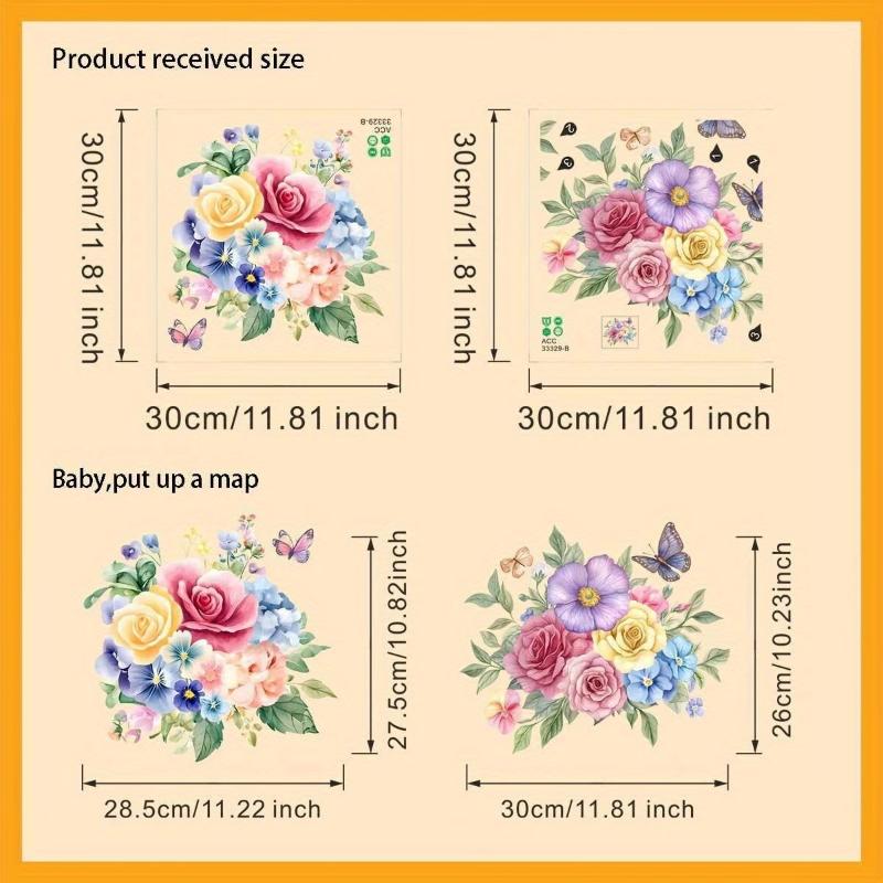 Floral Toilet Sticker Waterproof Easy to Clean Self-Adhesive Toilet Lid Wall Decal for Home Bathroom Decor