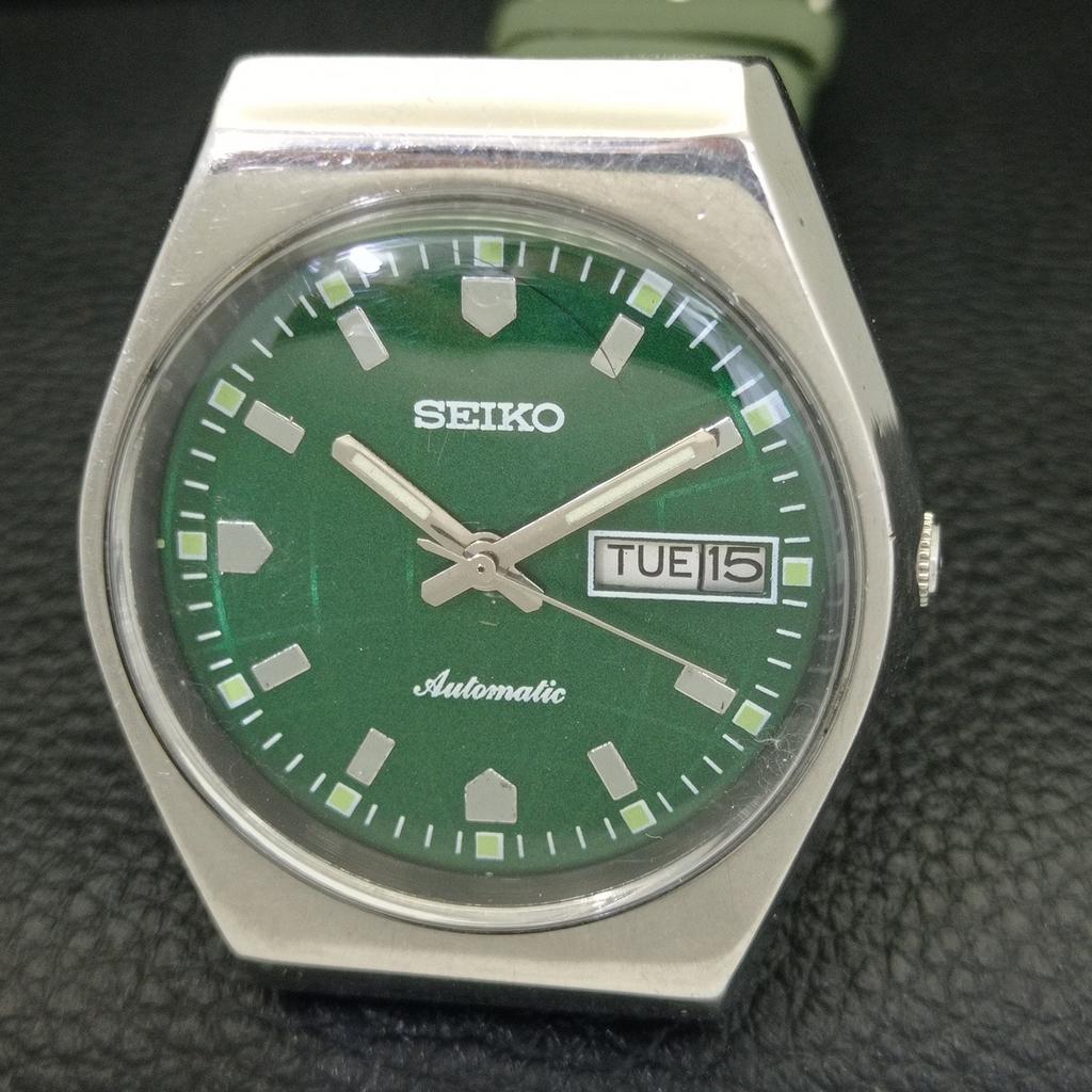 Seiko AUTOMATIC VINTAGE JAPAN 6309A MENS GREEN COLOR DIAL WATCH A701276-5 R206a-a701276