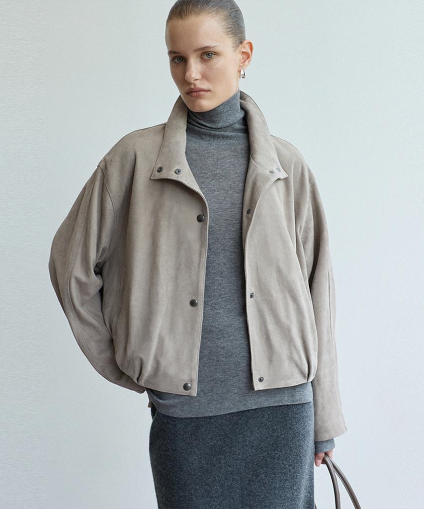 VERDEMAR Volume Suede Button Blouson_Grey