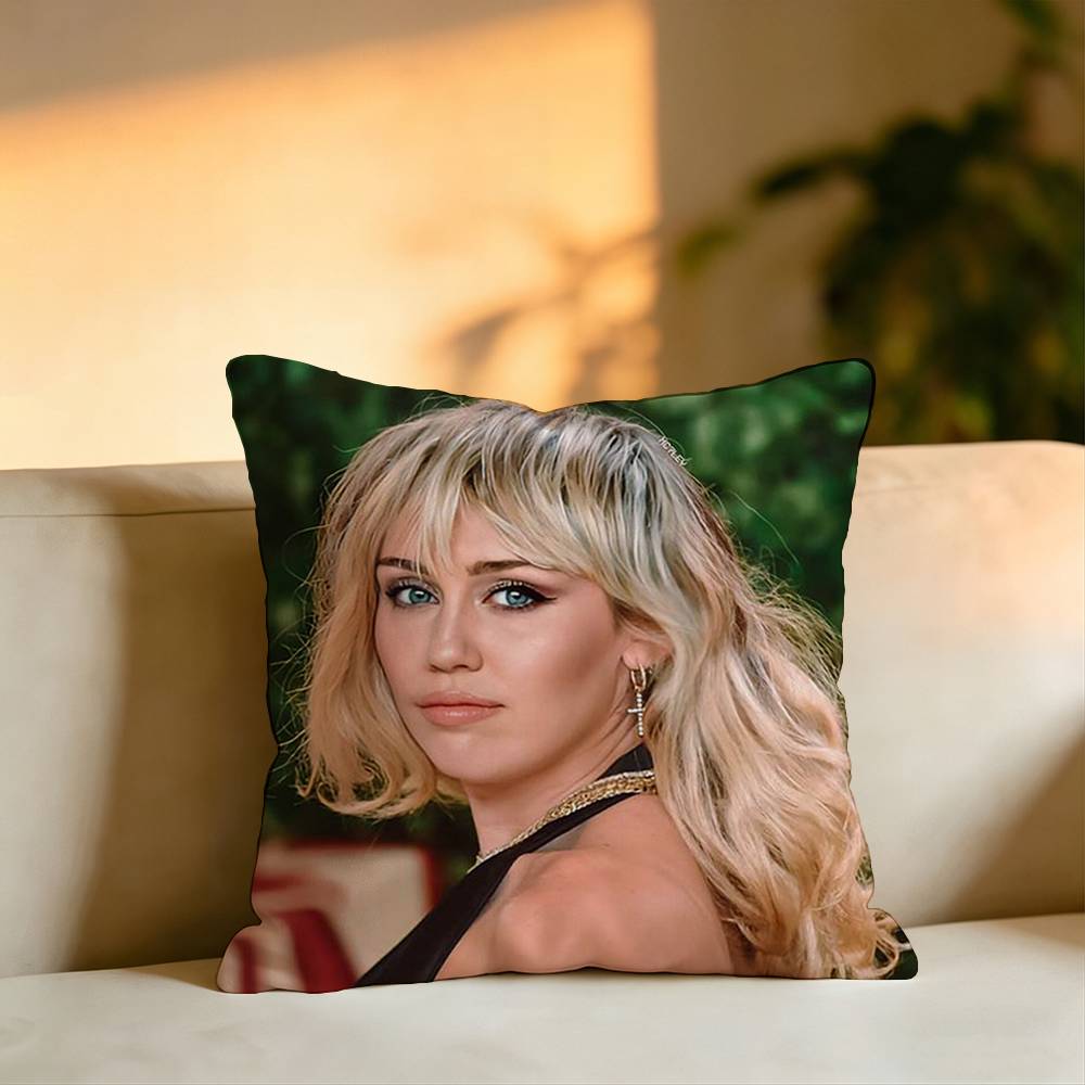 Hot Singer MMiley CCyrus Pillow Case Square DoubleSided Sofa Cushion Cover Bedroom Bedside Pillow
