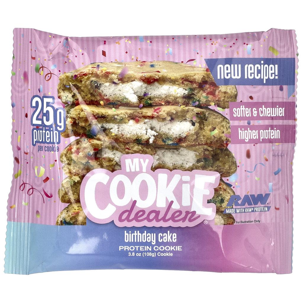 My Cookie Dealer Proteine, Biscotti Proteici, Torta di Compleanno, 12 Biscotti, 108g (3,8 once) Ogni