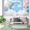 2D Blue Sky White Cloud Balloon Backdrop for Newborn Photography