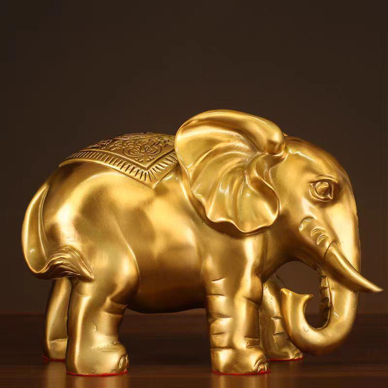 Auspicious Ruyi Copper Elephant Ornament - Lucky Water Absorbing Decor for Home or Housewarming Gift