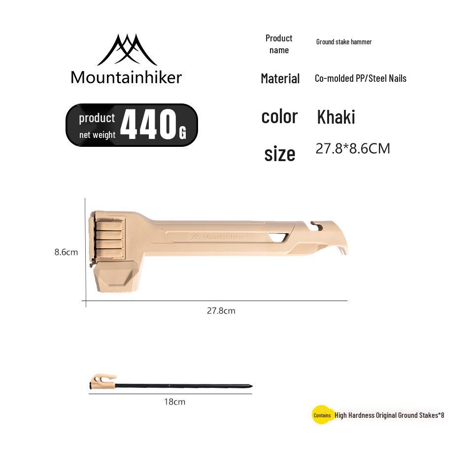 Mountain Guest Multi-Functional Camping Hammer with Ground Stake for Tent & Tarp