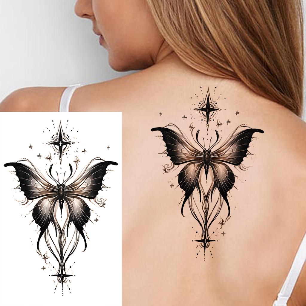 1 Sheet Sexy Butterfly Plum Rose Temporary Tattoos For Women Girls Watercolor Fake Flower Tattoo Sleeve Waterproof Decoration