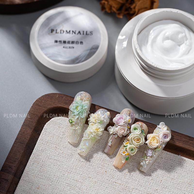 Xiaohongshu's Bestseller: Pure White Elastic 3D Carving Gel for Nail Art, No-Wipe Formula, Nail Salon Special.