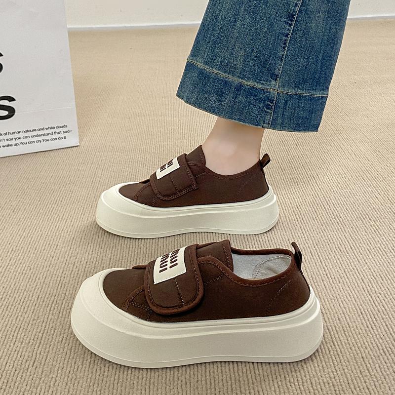 Fashion CRLAYDK Classic Canvas Tennis Shoes for Women Low Top Casual Platform Sneakers Ladies Hook&Loop Fashion Walking Soft Loafers