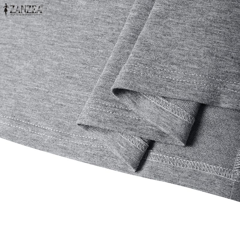 ZANZEA Women Summer Casual Short Sleeve Hoodies Long Dress