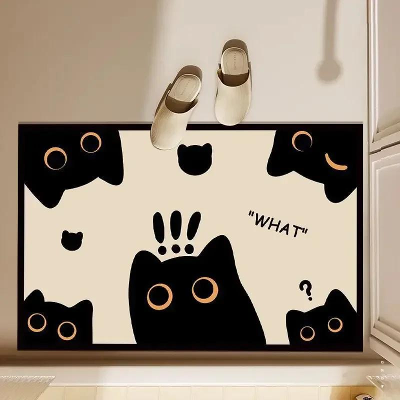 Creative Cartoon Cat Diatom Mat Soft Bathroom Mat Quick-drying Non-slip Super Absorbent Shower Floor Carpet Home Decoration