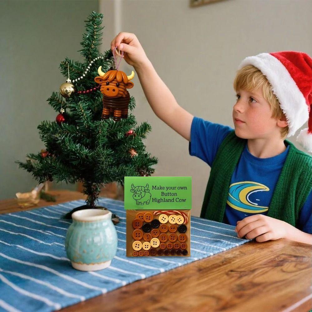 3D Animals Button Highland Cow Craft Kit Plastic Pre-Cut DIY Highland Cow Craft Kit  Indoor Decor