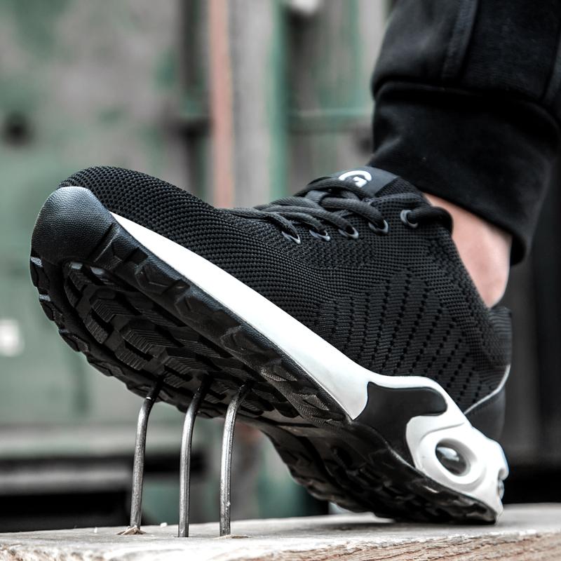 Large Size 50 Air Cushion Safety Shoes Men Casual Lightweight Protection Shoes Puncture-Proof Work Sneakers Steel Toe Shoes Men