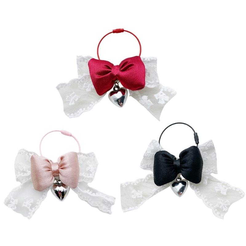 Fashionable Elegant Lace Bowknot Love Heart Charm Keychain Craft Supplies for Women's Fashion Accessories Daily Use