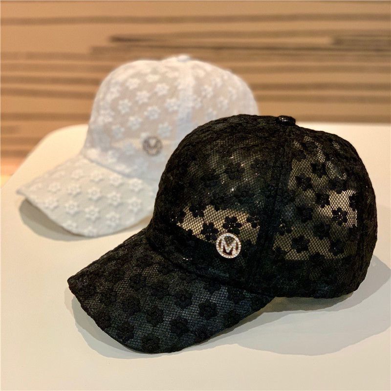 New summer hat women's fashion rhinestone hollow lace baseball cap thin breathable sunscreen visor cap cap