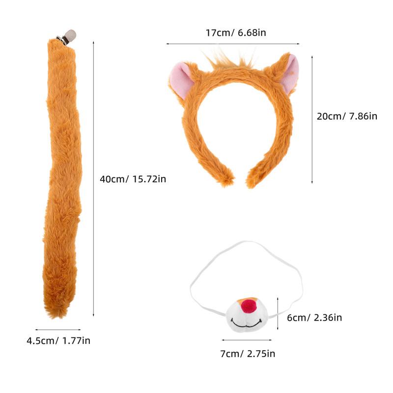 Eichhörnchen Plüschtier Ohren Stirnband Schwanz Nase Set Halloween Party Cosplay Kostüm Verkleidungs Zubehör
