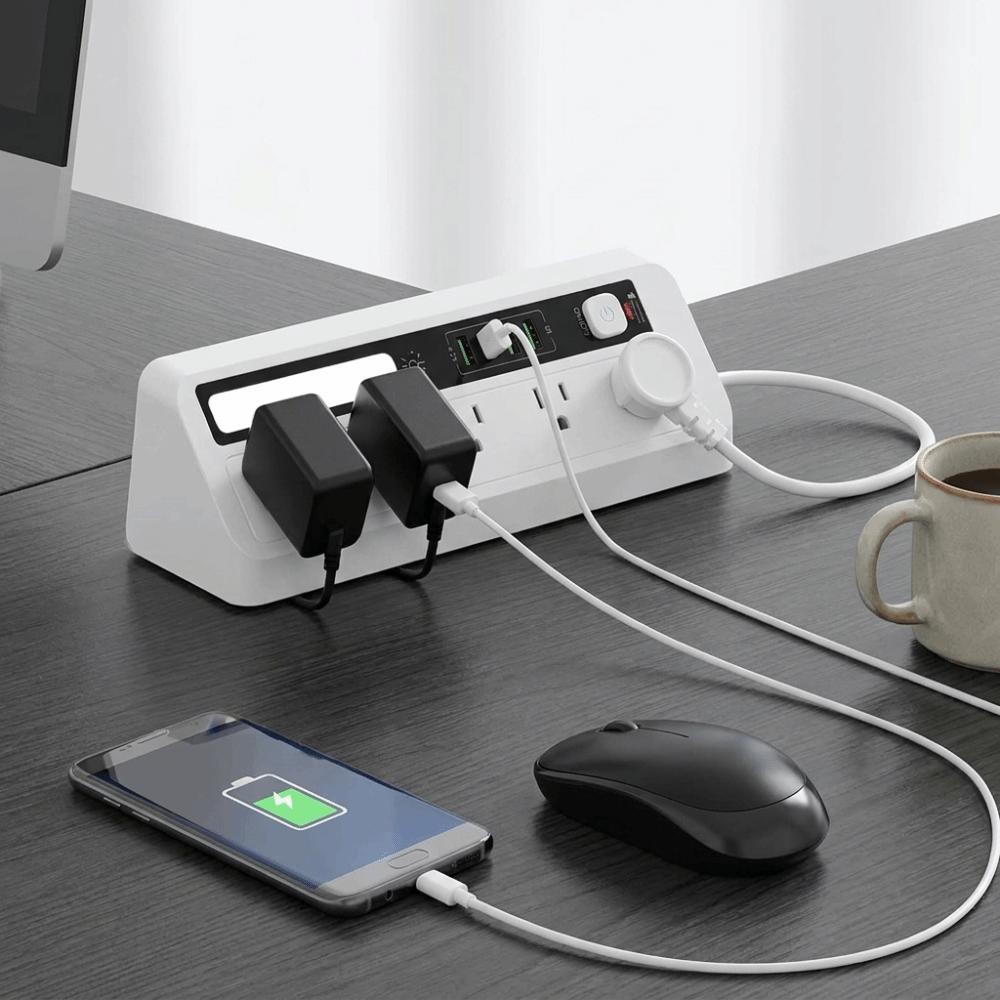 3 Color Desktop Charging Strip Touch Activated USB Charging Station  Dorm Tables