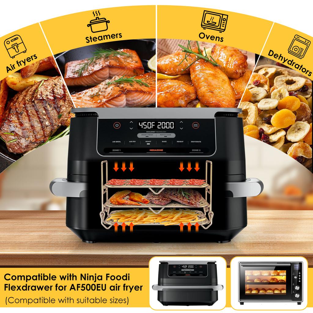 2/3 Tier Air Fryer Rack Stainless Steel Air Fryer Grill Grate Heat Resistant Dehydrator Racks for Cooking Kitchen Accessories