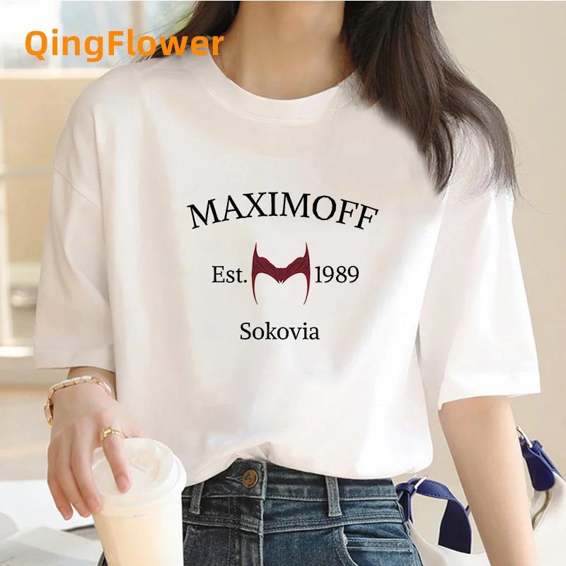 

Wanda Maximoff clothes top tees women white t shirt graphic y2k manga aesthetic clothes white t shirt streetwear S