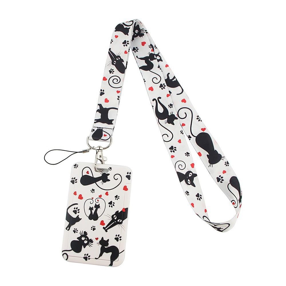 Cartoon Cute Cat Mobile Phone Lanyard Card Holder Bus Card Student Card Work ID Hard Shell Multifunctional Protective Cover