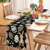 Vintage Easter Bunny Table Runner Polyester Rabbit Eggs Flower Table Cover Easter Decoration For Home Kitchen Dining Table Decor