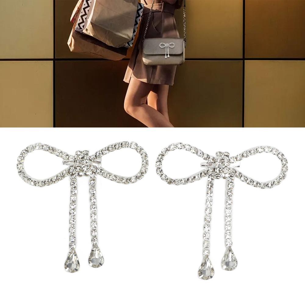 2pcs Tassel Design Bow Brooch Pin Shiny Finish Tassel Brooch Pin Shiny Bow Brooch Weddings