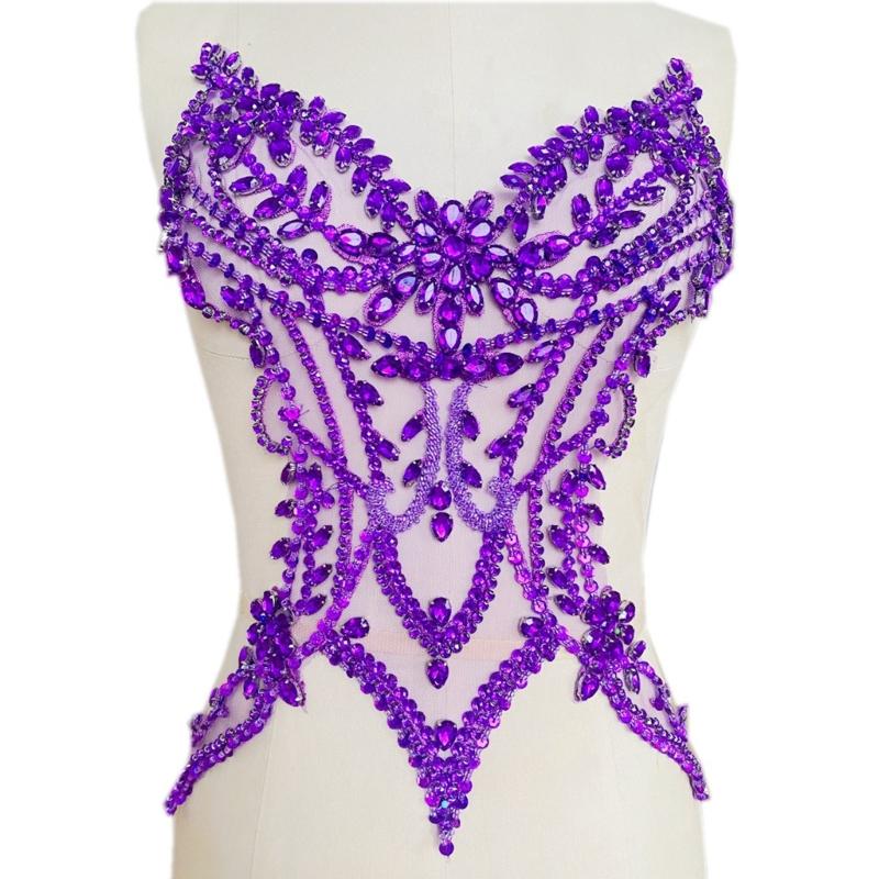 DIY Rhinestones Sew on Patches Hand Beaded Patches 3D Costumes Appliques Patches for Costums Wedding Dress