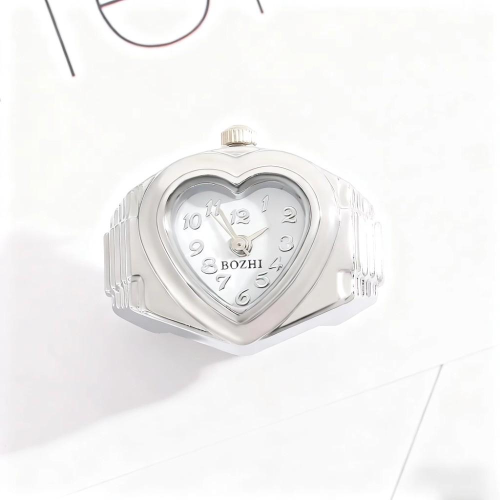 Stainless Steel Mini Finger Watch Heart Shaped Quartz Movement Watch  Fashion Accessories