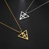 Egyptian Cross Pendant Inside Inverted Triangle Men Necklace Stainless Steel Box Chain Choker For Women Trend Jewelry Gift