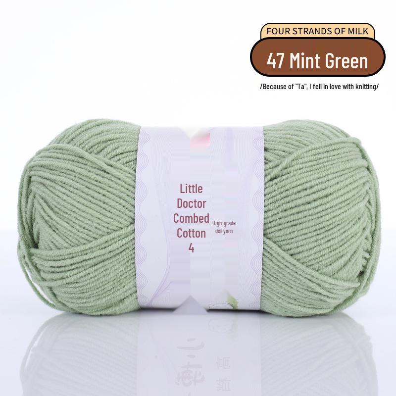 40g 4-Ply Combed Milk Cotton Yarn - Little Doctor, Medium-Thick for DIY Knitting Projects: Dolls, Cushions, Blankets