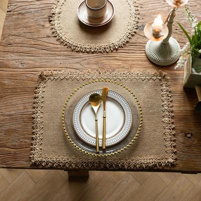 4 Stück 30X45cm Platzsets Rechteck Boho Natur Jute Quaste Tischsets für Küche Vintage Dining Rustikales Bauernhaus Tischdekoration
