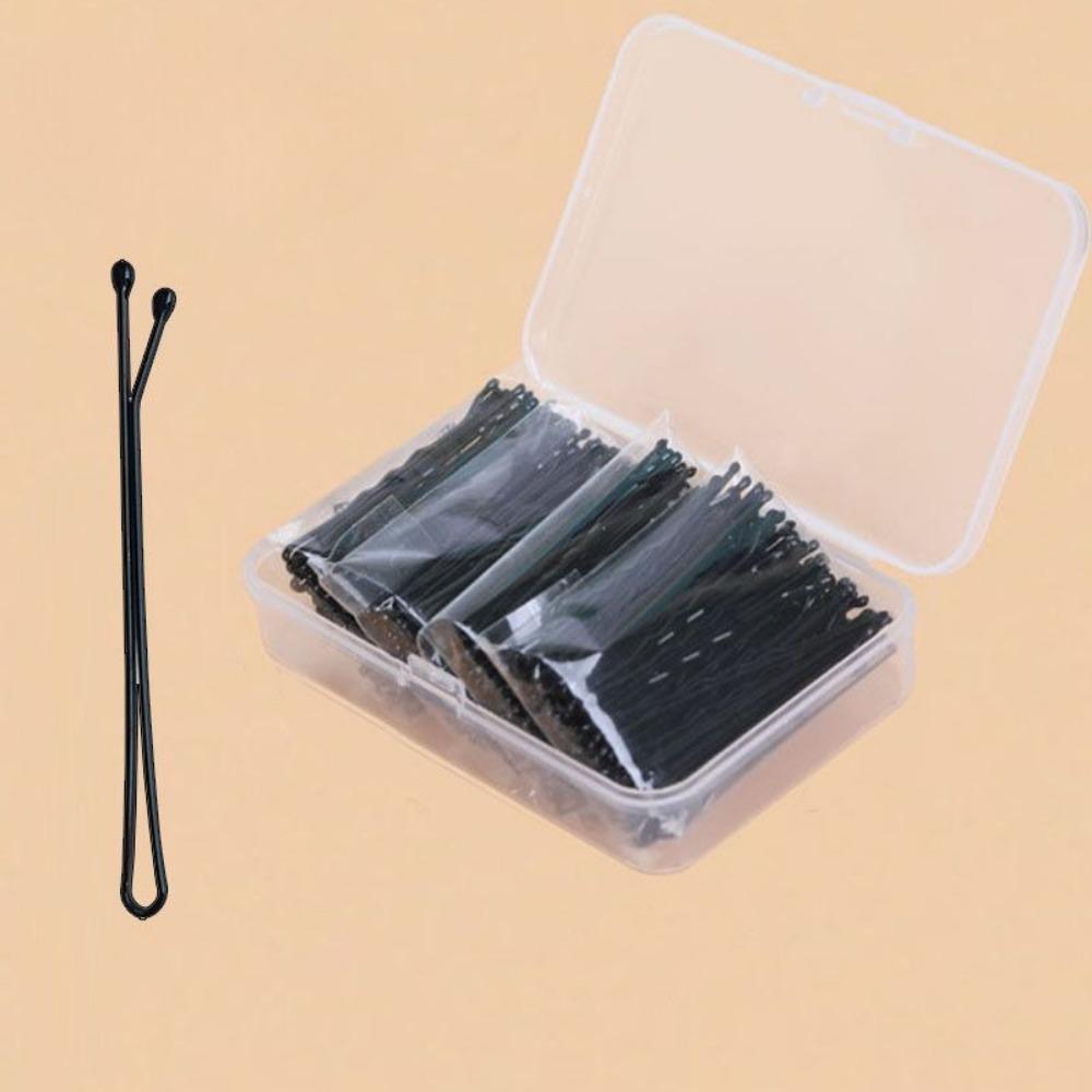 50pcs Black Metal Waved Hair Pins, Invisible One-line Bobby Pins, Daily Hair Styling Barrettes