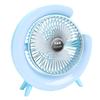 Compact Desk Fan with Colorful Lights USB Charging 3 Speeds 1800mAh Battery Multicolor Lights Quiet Mini Table Fan Blue