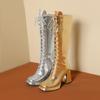Q/Damen-Stiefel mit hohen Absätzen, Herbst und Winter, neue Mode, dicker Absatz, übergroße, vielseitige Ritterstiefel