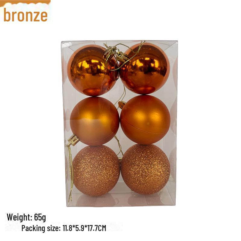 

Набор гальванических елочных шаров 6 см: 6 шт. PS-пластик, яркий матовый, с порошковым покрытием, в коробках из ПВХ, украшения для праздничного декора. 6-pack, 6cm, thread cap head matte powder бронзовый