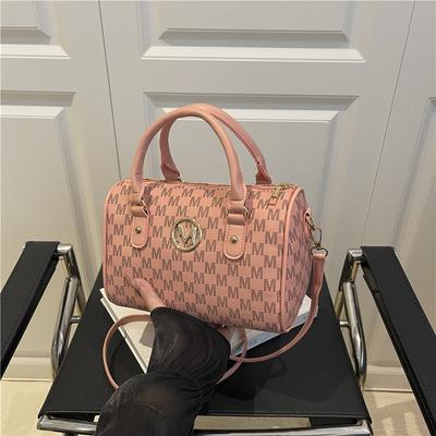 Women's Bag New Retro Printed Portable Cylinder Bag Large Capacity Trendy Versatile Shoulder Bag Fashionable Broadband Messenger Bag