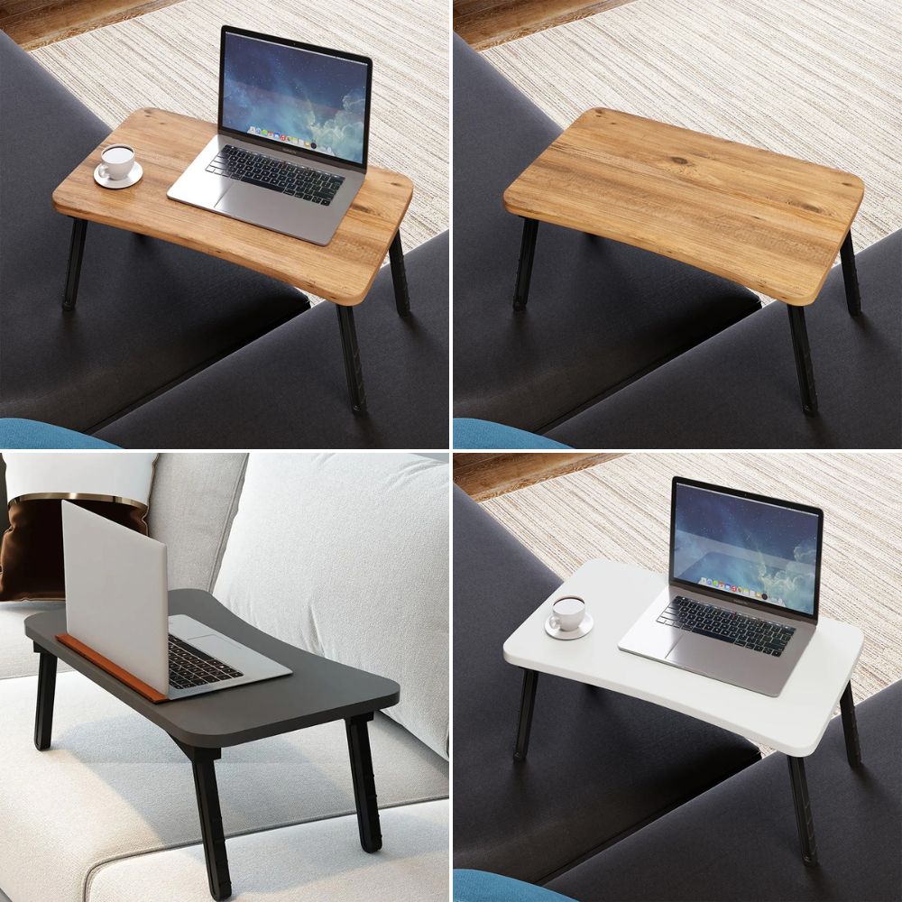 Foldable Laptop Sofa and Bed Table 59x35x24 Cm – Portable Lap Desk & Monitor Riser, Wooden Top, No Assembly