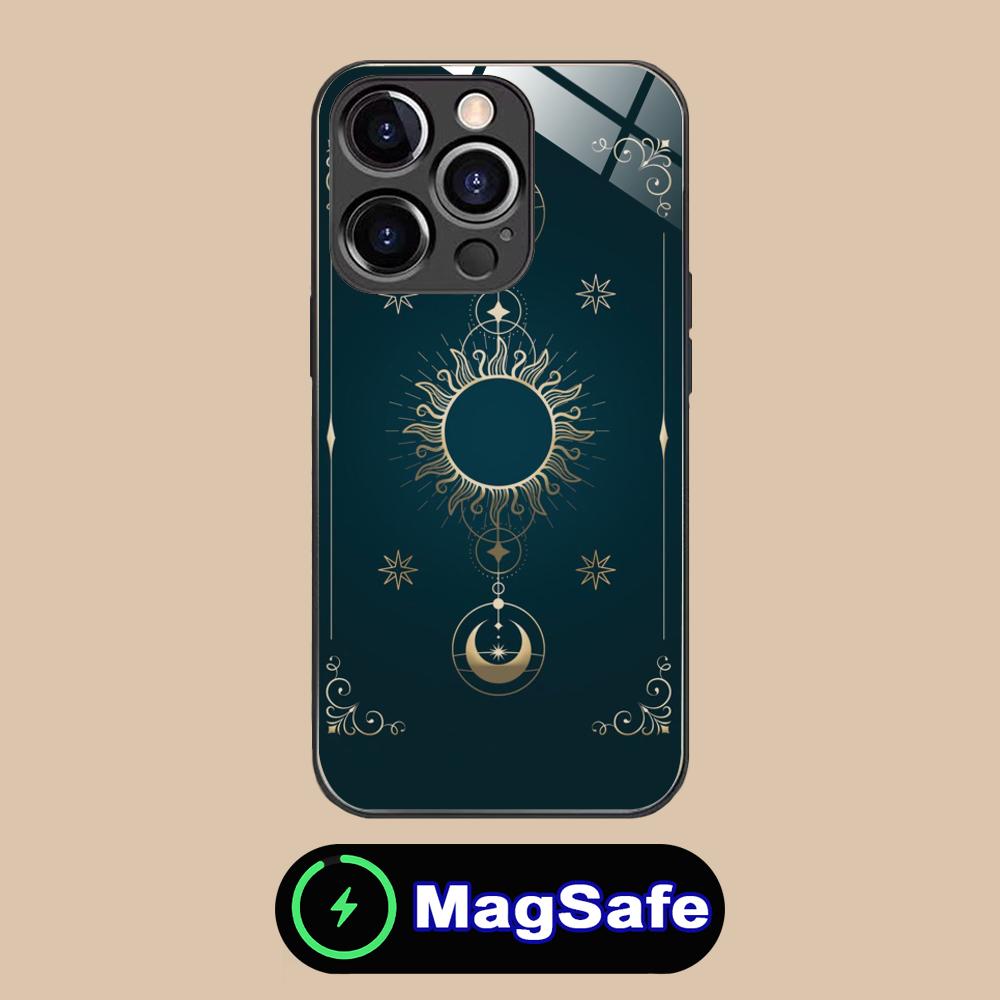 Sun Moon Mobile Cell Phone Case for iPhone 17 16 15 14 13 12 11 Air Pro Max Plus Mini MagSafe Glass Colorful Cover Cover Luxury