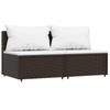 vidaXL Garten-Mittelsofas mit Kissen 2 Stk. Braun Poly Rattan
