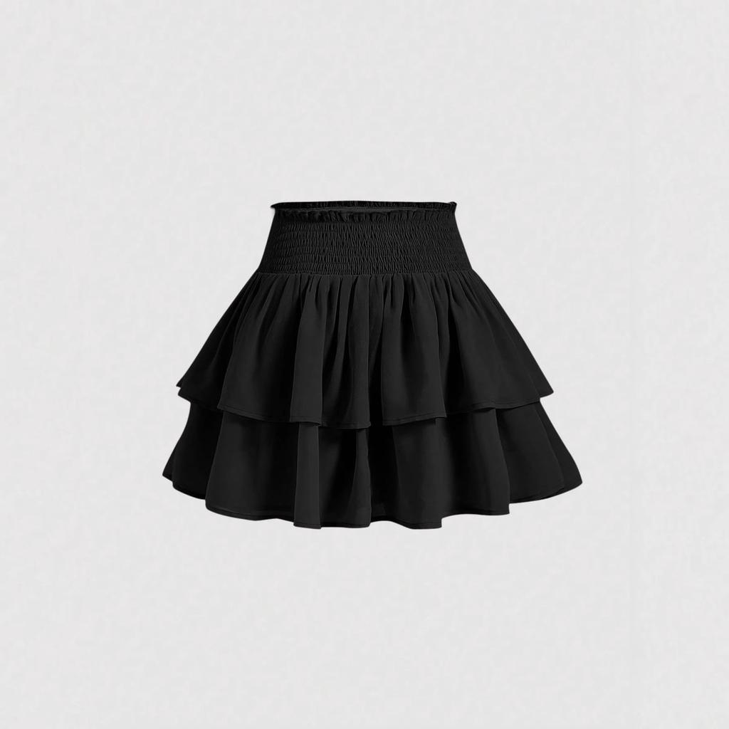 Gonna Mini a Strati, Gonna a Vita Alta Elastica Arricciata a Svasatura, Dolce Gonna Vaporosa Balletcore per Abiti Casual Quotidiani Primavera Estate
