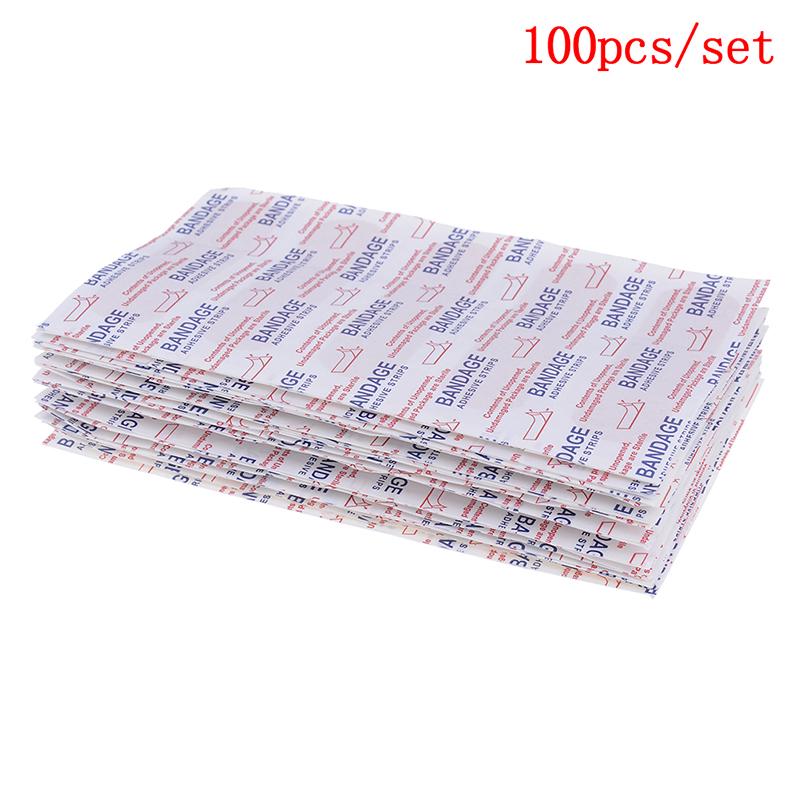 100Pcs Strips Band Aid Pe Waterproof Bandages Adhesive Bandages First Aid Kit