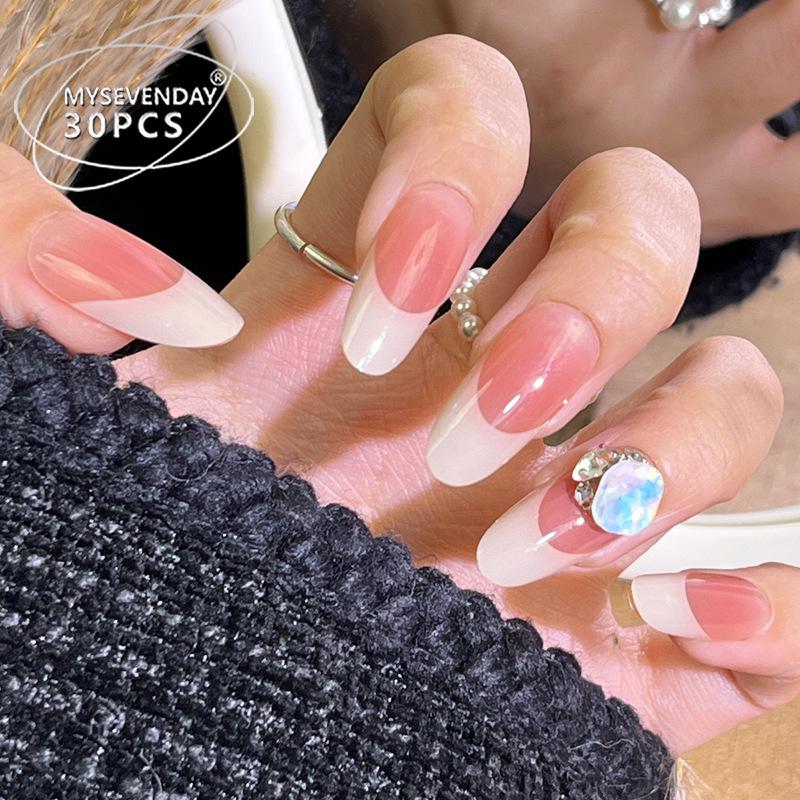 

Douyin French Glitter Manicure Wearable Nails - High-End Handmade Nail Tips Handmade Nails XS#10 pieces/bag