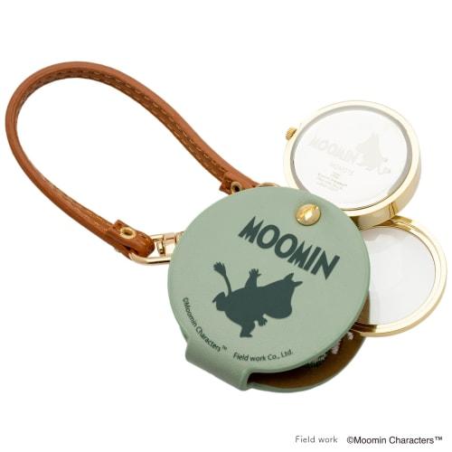 Fieldwork Women's Analog Pocket Watch with 1.5x Magnifying Glass and Strap, Moomin Embroidered Hang Watch, Snufkin Design, Green, MOM015-3