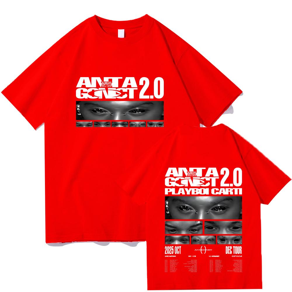 Rapper Playboi Carti Antagonist Tour T-shirts Mens Clothing Hip Hop 90s Vintage T Shirts Male Casual Cotton Streetwear